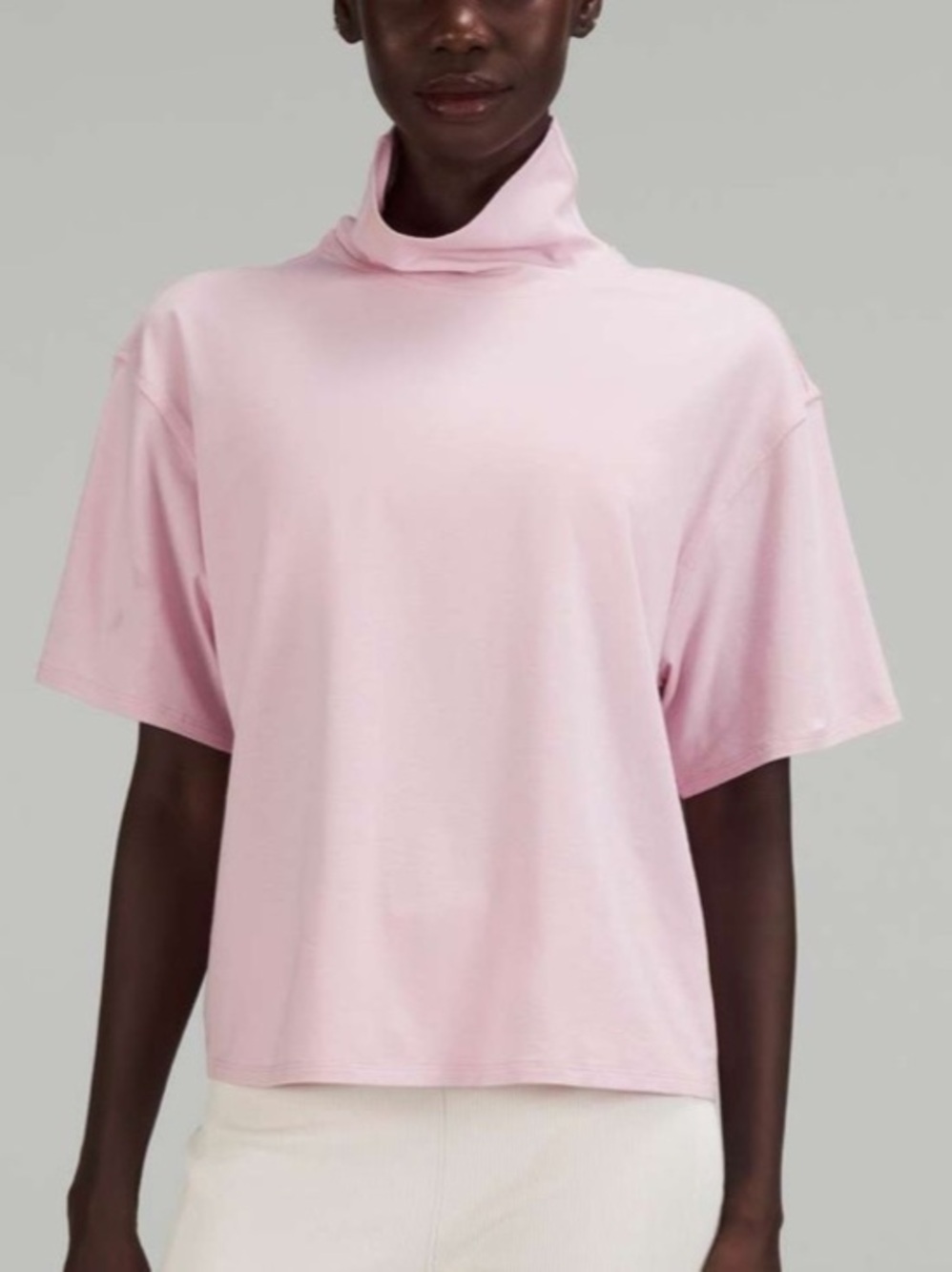 Lululemon Relaxed Fit Cotton Blend Turtleneck Short Sleeve - Sz 10